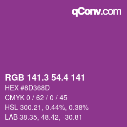 カラーコード: RGB 141.3 54.4 141 | qconv.com
