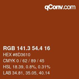 カラーコード: RGB 141.3 54.4 16 | qconv.com