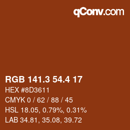 カラーコード: RGB 141.3 54.4 17 | qconv.com