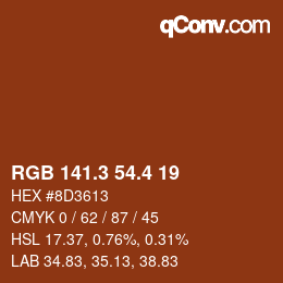 カラーコード: RGB 141.3 54.4 19 | qconv.com