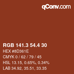 カラーコード: RGB 141.3 54.4 30 | qconv.com