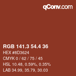 カラーコード: RGB 141.3 54.4 36 | qconv.com