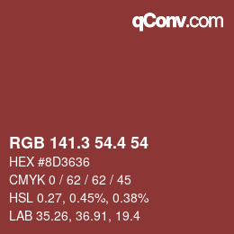 カラーコード: RGB 141.3 54.4 54 | qconv.com