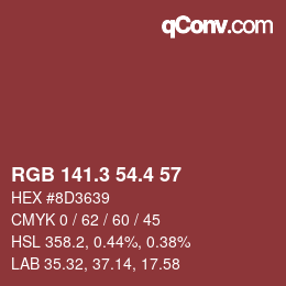 カラーコード: RGB 141.3 54.4 57 | qconv.com