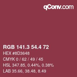 カラーコード: RGB 141.3 54.4 72 | qconv.com