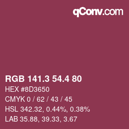 カラーコード: RGB 141.3 54.4 80 | qconv.com