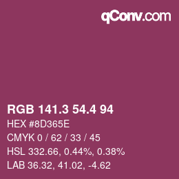 カラーコード: RGB 141.3 54.4 94 | qconv.com