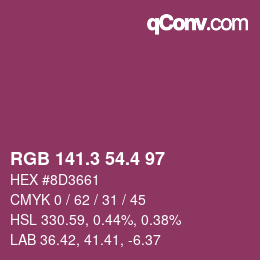 カラーコード: RGB 141.3 54.4 97 | qconv.com