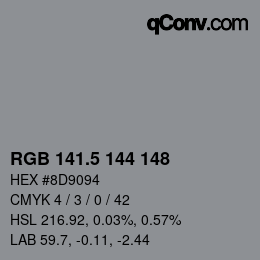 Color code: RGB 141.5 144 148 | qconv.com