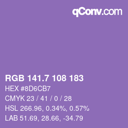 カラーコード: RGB 141.7 108 183 | qconv.com