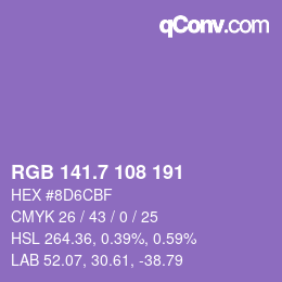 カラーコード: RGB 141.7 108 191 | qconv.com