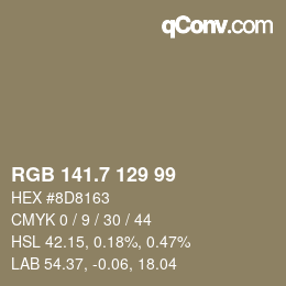 カラーコード: RGB 141.7 129 99 | qconv.com