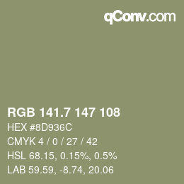 カラーコード: RGB 141.7 147 108 | qconv.com