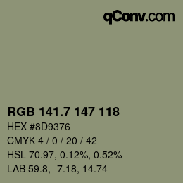 カラーコード: RGB 141.7 147 118 | qconv.com