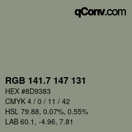 カラーコード: RGB 141.7 147 131 | qconv.com
