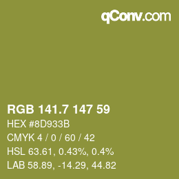 カラーコード: RGB 141.7 147 59 | qconv.com