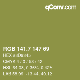 カラーコード: RGB 141.7 147 69 | qconv.com