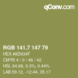 カラーコード: RGB 141.7 147 79 | qconv.com