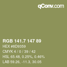 カラーコード: RGB 141.7 147 89 | qconv.com