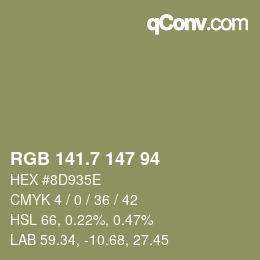 カラーコード: RGB 141.7 147 94 | qconv.com