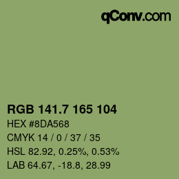 カラーコード: RGB 141.7 165 104 | qconv.com