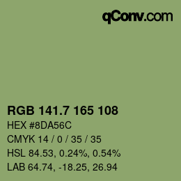 カラーコード: RGB 141.7 165 108 | qconv.com