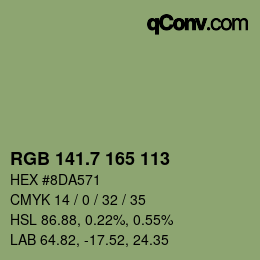 カラーコード: RGB 141.7 165 113 | qconv.com