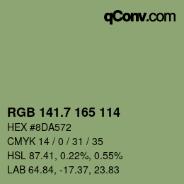 カラーコード: RGB 141.7 165 114 | qconv.com