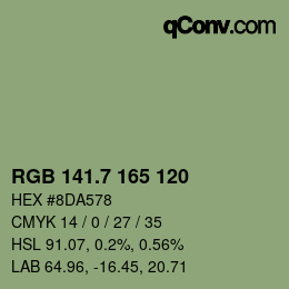 カラーコード: RGB 141.7 165 120 | qconv.com