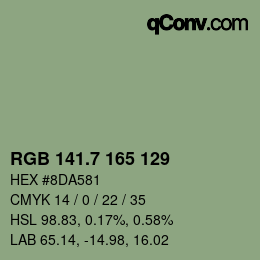 カラーコード: RGB 141.7 165 129 | qconv.com
