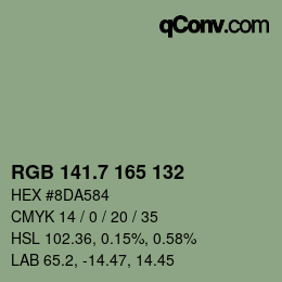 カラーコード: RGB 141.7 165 132 | qconv.com