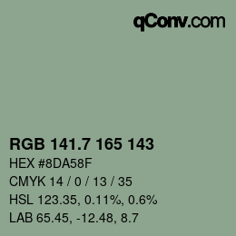 カラーコード: RGB 141.7 165 143 | qconv.com
