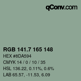 カラーコード: RGB 141.7 165 148 | qconv.com