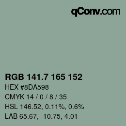 カラーコード: RGB 141.7 165 152 | qconv.com