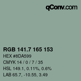 カラーコード: RGB 141.7 165 153 | qconv.com