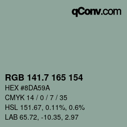 カラーコード: RGB 141.7 165 154 | qconv.com