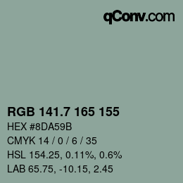 カラーコード: RGB 141.7 165 155 | qconv.com