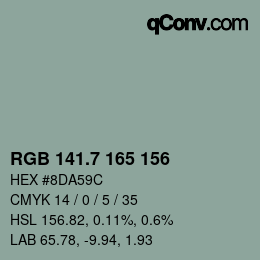 カラーコード: RGB 141.7 165 156 | qconv.com