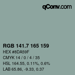 カラーコード: RGB 141.7 165 159 | qconv.com