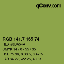 カラーコード: RGB 141.7 165 74 | qconv.com