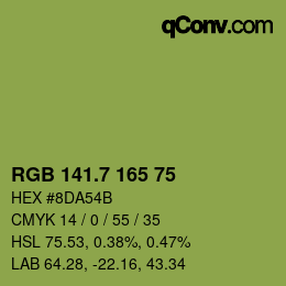 カラーコード: RGB 141.7 165 75 | qconv.com