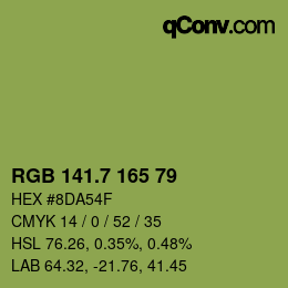 カラーコード: RGB 141.7 165 79 | qconv.com