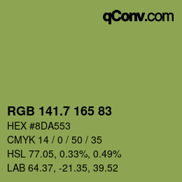 カラーコード: RGB 141.7 165 83 | qconv.com