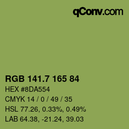 カラーコード: RGB 141.7 165 84 | qconv.com