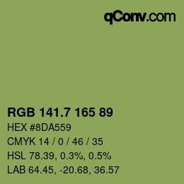 カラーコード: RGB 141.7 165 89 | qconv.com