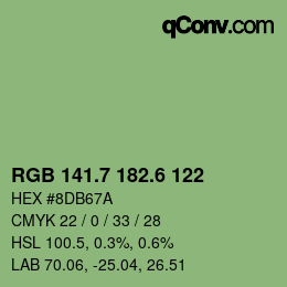 カラーコード: RGB 141.7 182.6 122 | qconv.com
