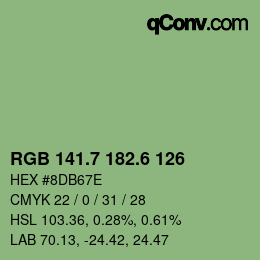 カラーコード: RGB 141.7 182.6 126 | qconv.com