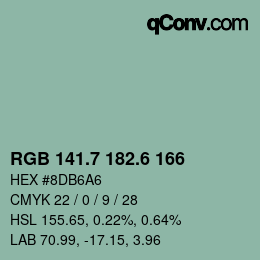 カラーコード: RGB 141.7 182.6 166 | qconv.com
