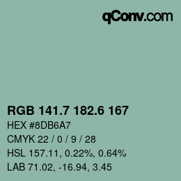 カラーコード: RGB 141.7 182.6 167 | qconv.com
