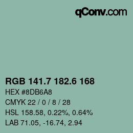 カラーコード: RGB 141.7 182.6 168 | qconv.com